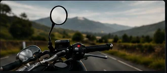 Motorcycle controls overlooking a road