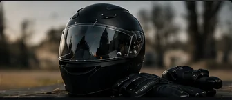 Motorcycle helmet and gloves