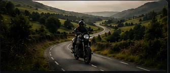 Rider on a winding country road